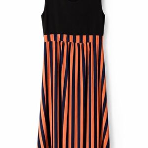 Stylish Black and Orange Striped Maxi Dress